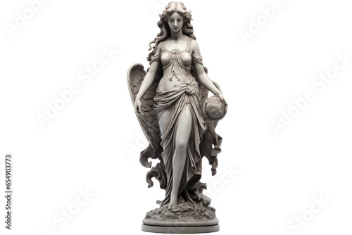Ancient marble statue, goddess girl sculpture isolated on white
