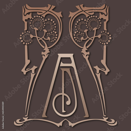Monogramma "AD" liberty floreale Art Nouveau