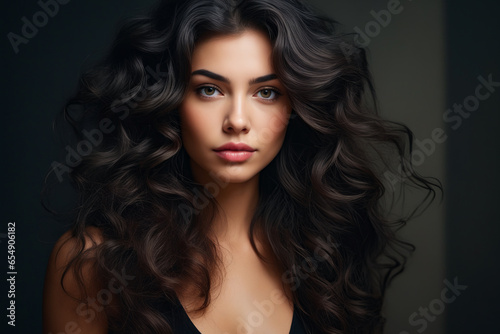 Woman with long dark hair and black top is posing for picture.