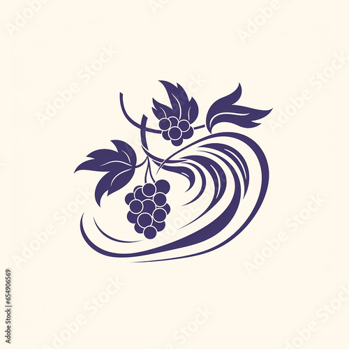 Grapes and leaves. Design element for logo, label, emblem, sign. Flat illustration.  photo