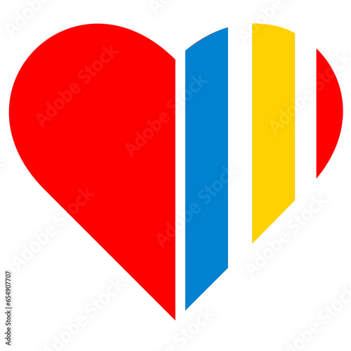 Red heart with Ukraine vertical lines colors