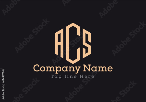 ACS letter logo design in six style. ACS polygon, circle, triangle, hexagon, flat and simple LOGO.