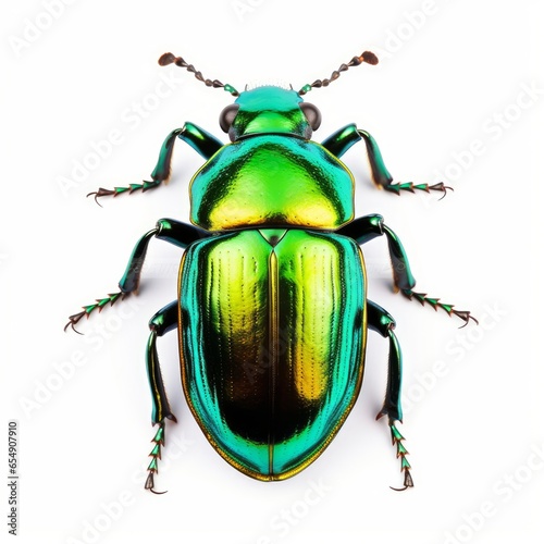 shiny green beetle , isolated on white background cutout, Generative AI © FrameFrenzy