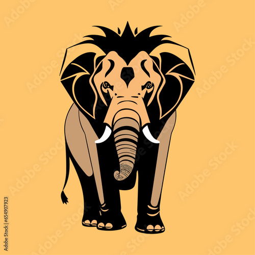 Vector illustration of an elephant character design sticker, funny elephant cartoon style Art and Illustration