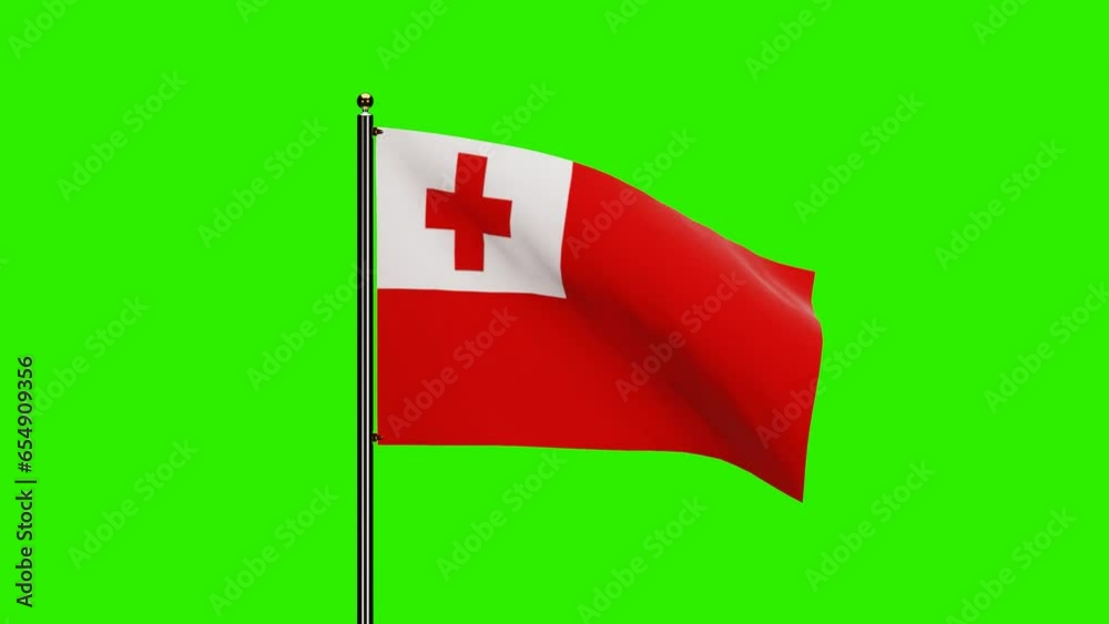 3D Rendered Tonga National Flag Waving Animation with Realistic Wind ...