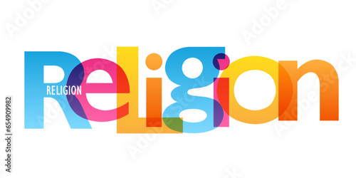 RELIGION colorful vector typography banner