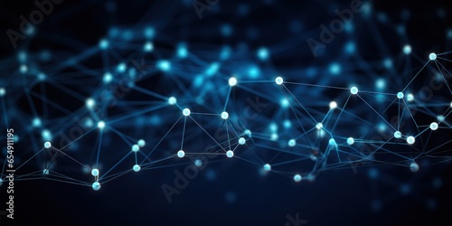 Blue network structure with dark background, technology