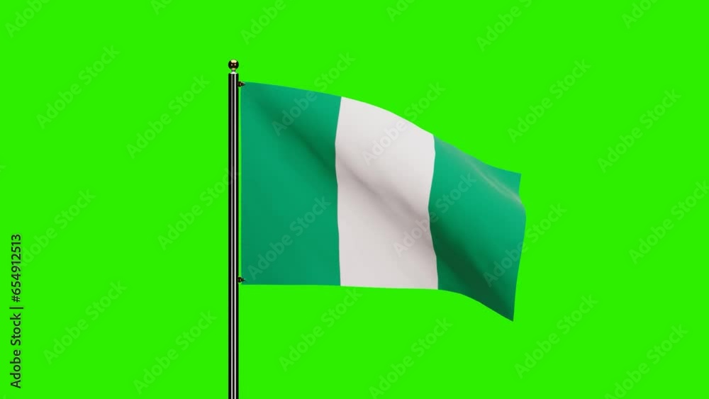 3D Rendered Nigeria National Flag Waving Animation with Realistic Wind Motion, National flag of Nigeria with seamless loop animation, 2K Resolution with Green Screen Background 3D Rendered Nigeria National Flag Waving Animation with Realistic Wind Motion, National flag of Nigeria with seamless loop animation, 2K Resolution with Green Screen Background