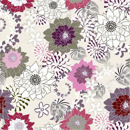 Floral pattern. Blooming, abstract summer meadow. Floral background. Fashionable flower for design. Seamless background. Small flowers are scattered. Еlegant floral texture.