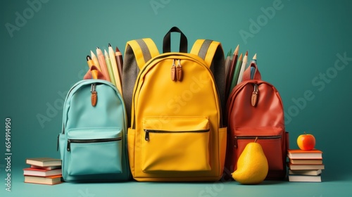 Back to school. backpacks and textbooks