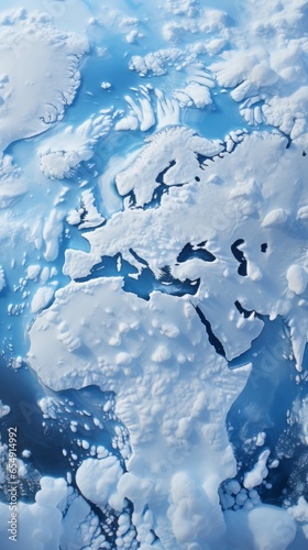 Snowy Illustration of Europe and Africa's Outline
 photo