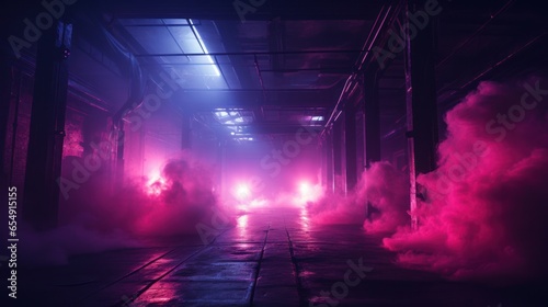 Otherworldly ambiance with smoke and lasers photo