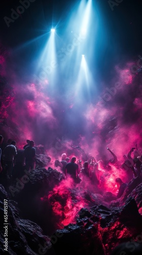 Otherworldly ambiance with smoke and lasers