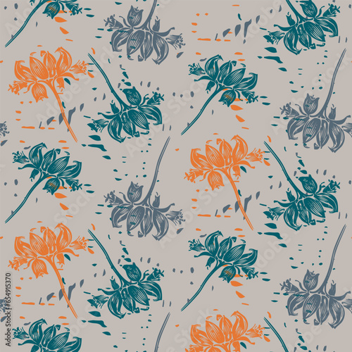 Modern blue abstract stylized vector simple graphic design seamless pattern. Genderneutral masculine textured shapes for wallpaper background tile