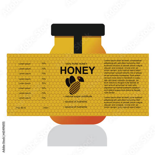 Sweet honey template, Product placement label design. Detailed 3d illustration