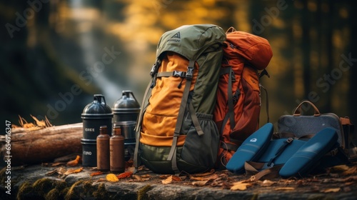 Outdoor adventures. hiking and camping gear