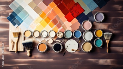 Home improvement. tools and paint swatches
