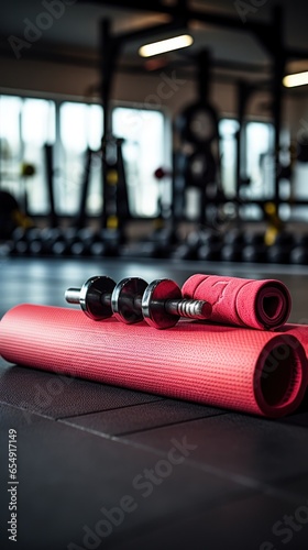 Fitness motivation. weights and yoga mats