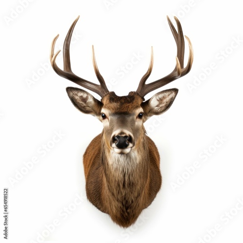 Deer Taxidermy wall mounted isolated white background © Matthew