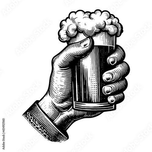 hand holding a beer glass sketch