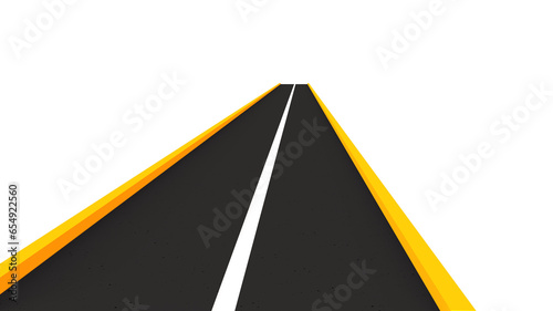 3d render isolated asphalt road with perspective view road illustration