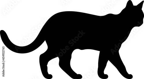 Black Cat Silhouette on White Background. Icon Vector Illustration. Concept for Logo, Print, Sticker.