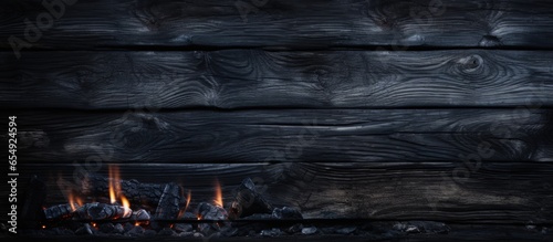 Halloween backdrop with a dark burnt wood plank texture with copyspace for text