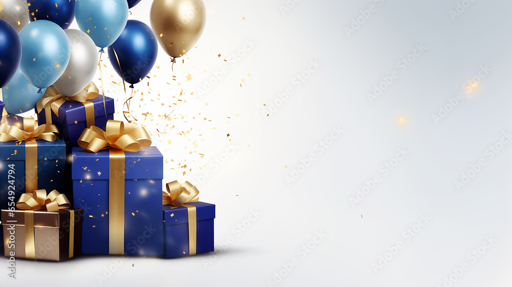 Holiday celebration background with blue and gold balloons
Holiday celebration background with blue and gold balloons