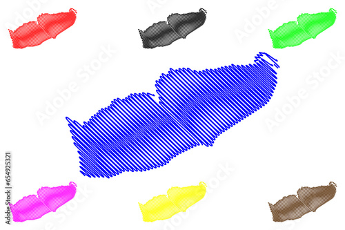 Lake Zemplinska sirava reservoir (Slovakia, Slovak Republic) map vector illustration, scribble sketch Zemplínska šírava map