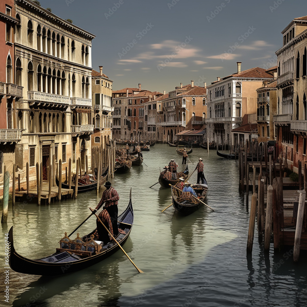Canals and streets of Venice, sights of Italy.