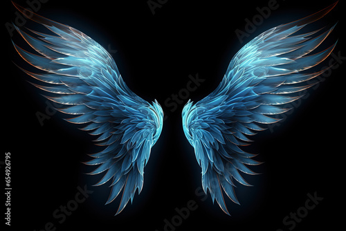 Blue Wings on a Black Background
