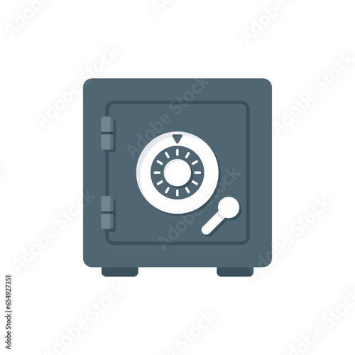 Metal bank safe icon in flat style. Money vault vector illustration on isolated background. Storage sign business concept.