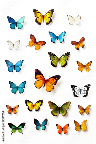 Butterflies on a White Background