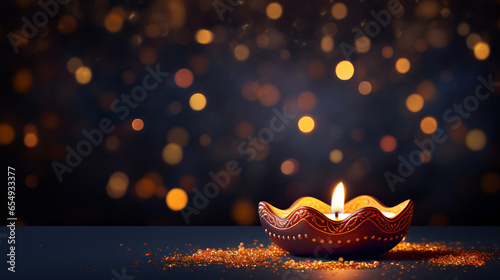 A festive Diwali background adorned with a realistic oil lamp, ideal for banners, posters, flyers, and website banners..
