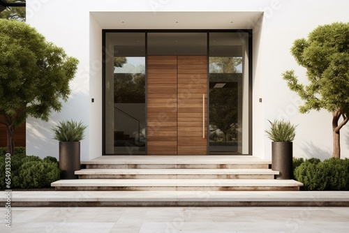 A simplified home design's entrance. Generative AI © Hezekiah