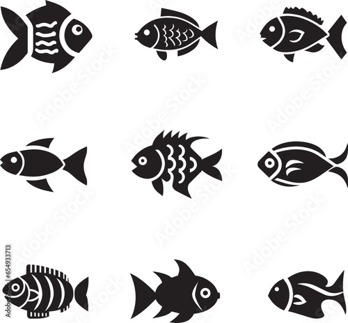 Fish Icon vector Illustration black color