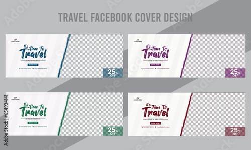Creative Travel Trip Facebook Cover Design Template Set.