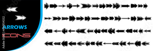 Set of arrow icons. The cursor arrow, change, transfer, switch, swap, exchange, up, down, and refresh symbol icons are included. Excellent icon set. Round arrow buttons are in vector format.