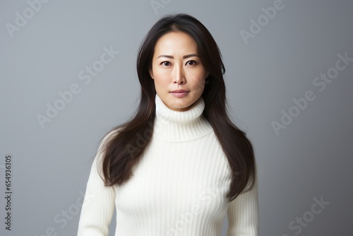 Asian woman serious angry sad face portrait photo
