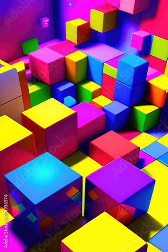 Colorful 3d cubes background with vivid color tone.