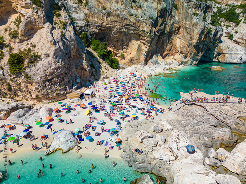 Aerial view of Cala Mariolu, Italy, east coast of Sardinia, Orosei gulf photo