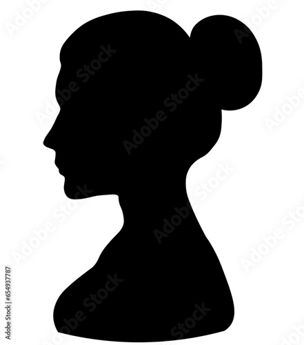Young woman silhouette beautiful profile portrait isolated vector.
