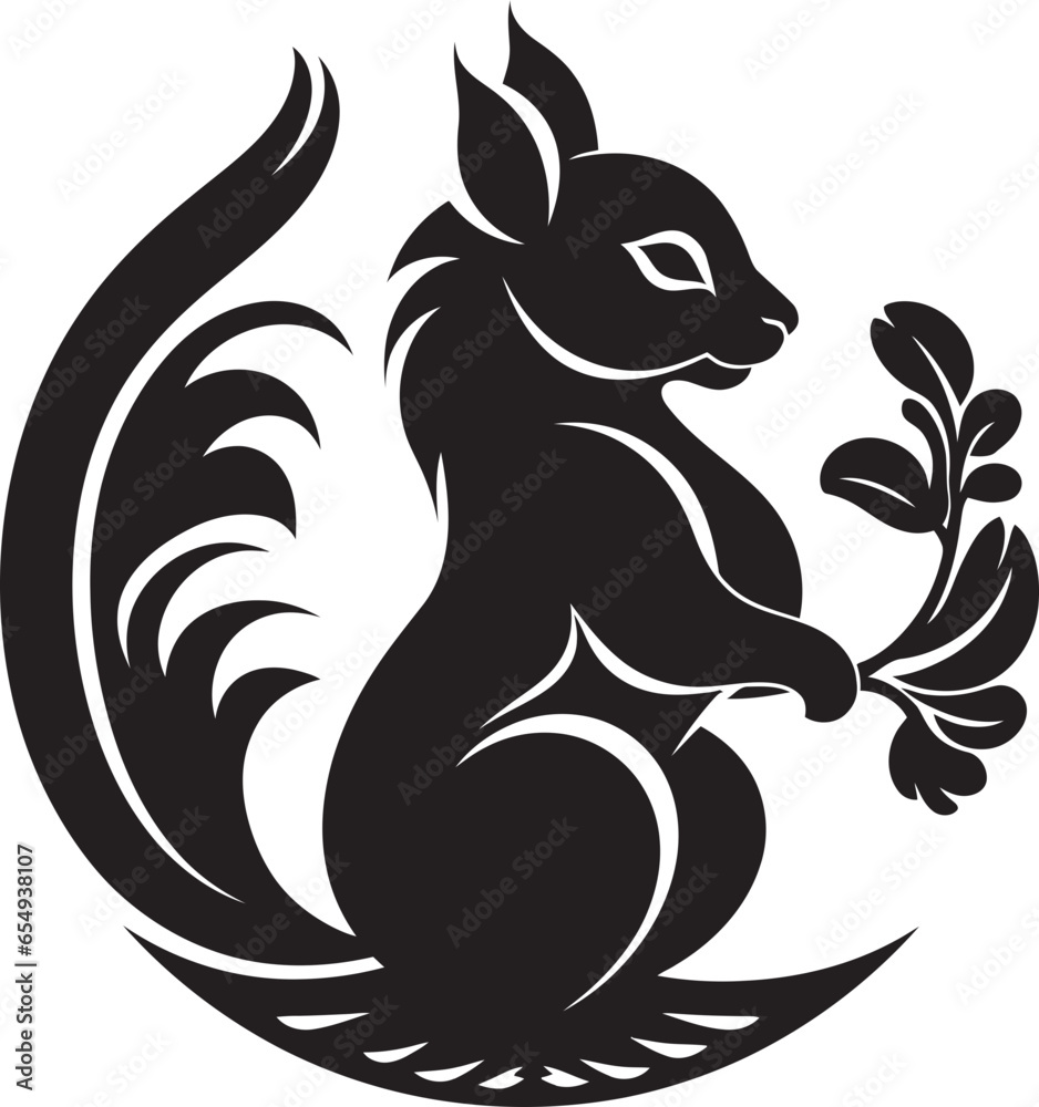 Silhouette Squirrel Icon Glossy Black Squirrel Badge Silhouette Squirrel Icon Glossy Black Squirrel Badge