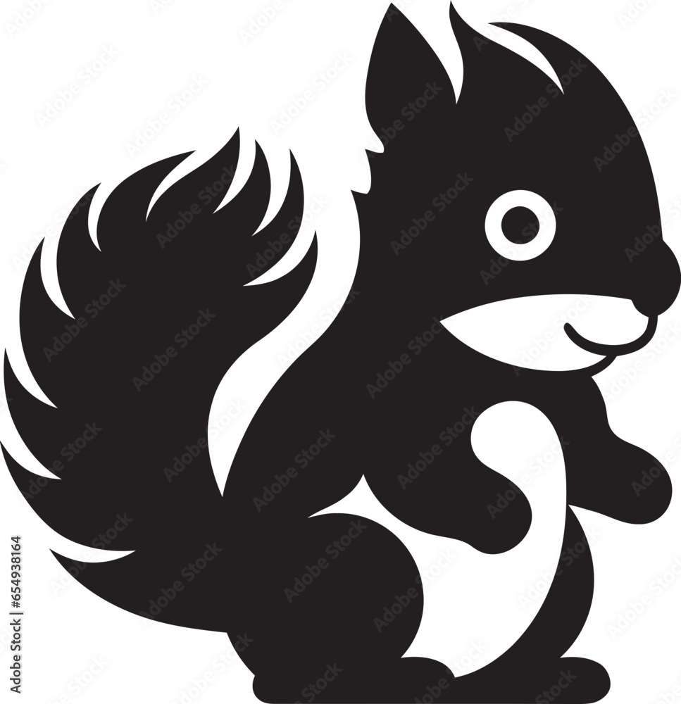 Fototapeta premium Minimalistic Squirrel Emblem The Black Velvet Acrobat