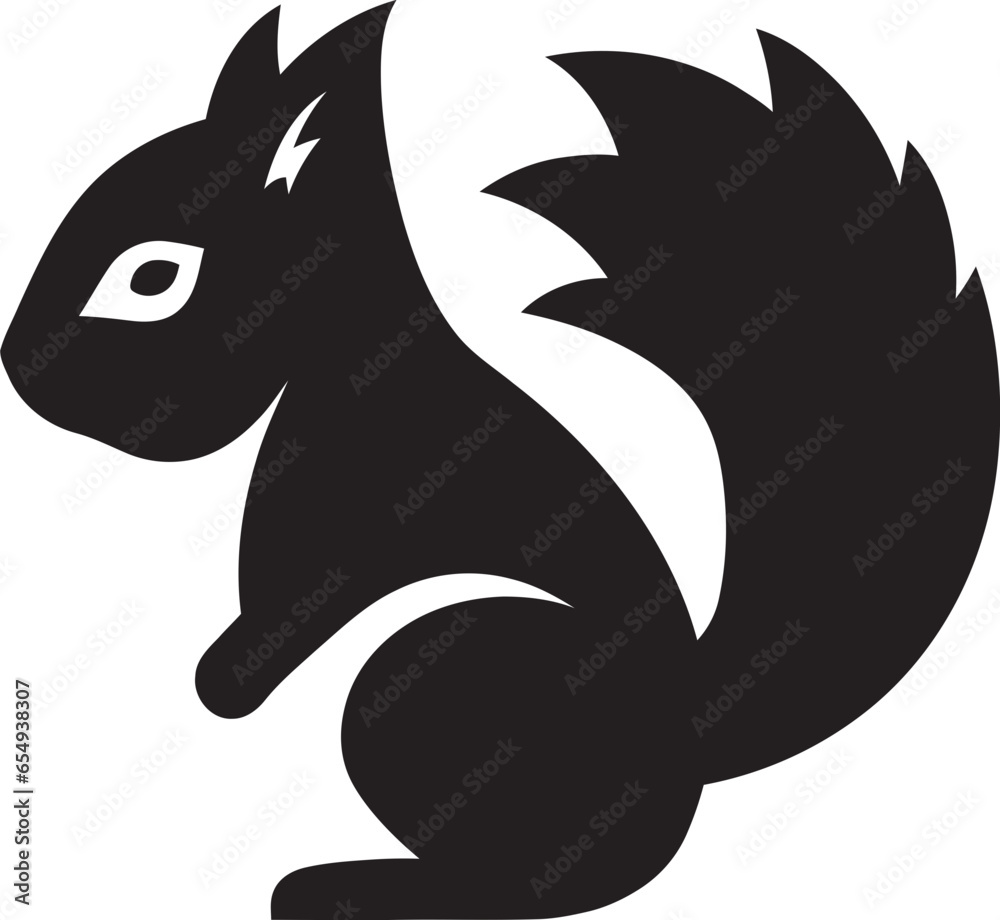 Minimalist Squirrel Icon in Black Squirrel Silhouette: Vector Design Minimalist Squirrel Icon in Black Squirrel Silhouette: Vector Design