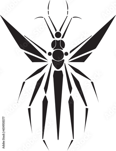Black and White Bug Symbol Intricate Stick Insect Graphic