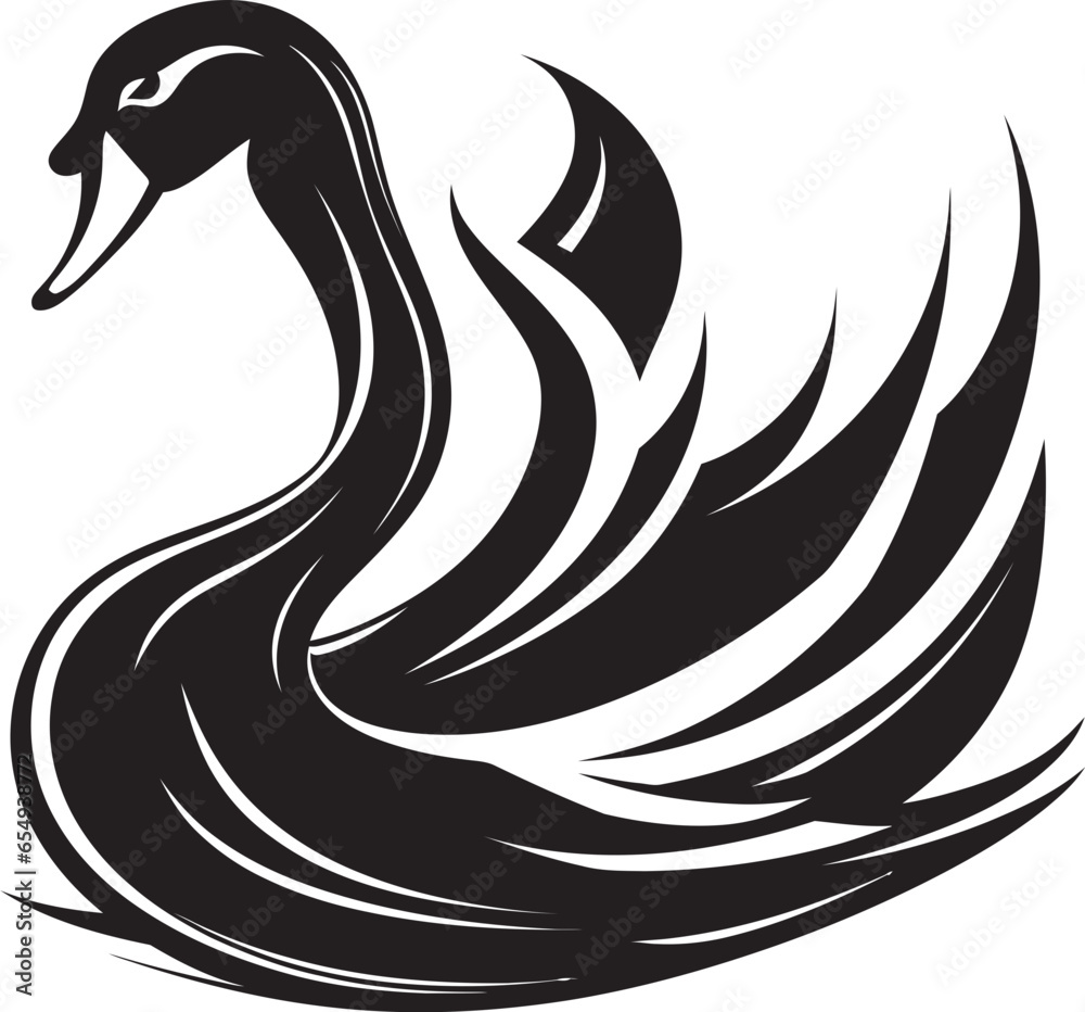 Obraz premium Elegant Bird Silhouette Swan Serenade Icon