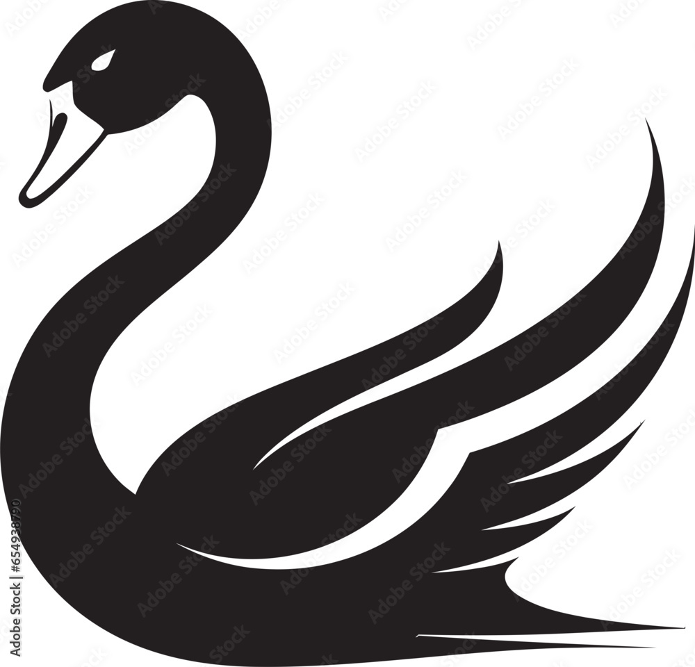 Obraz premium Swans Grace in Lines Stylish Black Swan Illustration