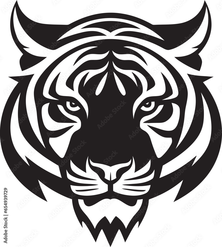 Fototapeta premium Nocturnal Feline Dominance Monochrome Beastly Badge