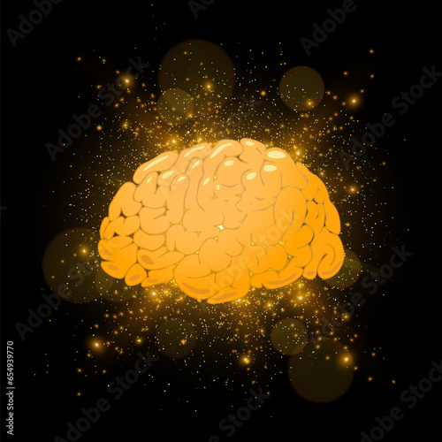 Golden realistic brain 